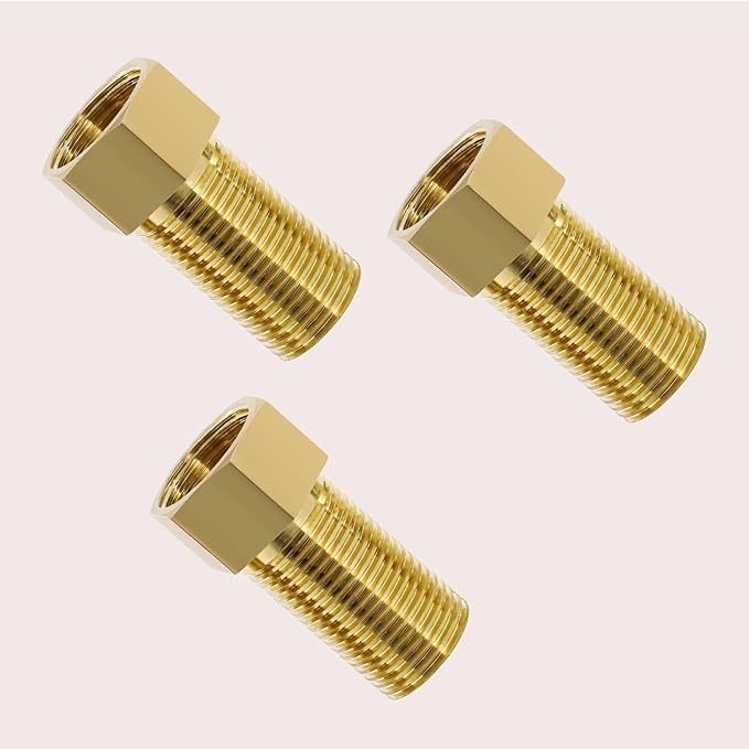 Extension Brass Fittings 1/2" NPT Male Threaded Pipe Hex Bushing Adapter Converter Adapter, Female to 1/2" Copper Pipe Extension Connector Fittings Female Length 50 mm (3pc)