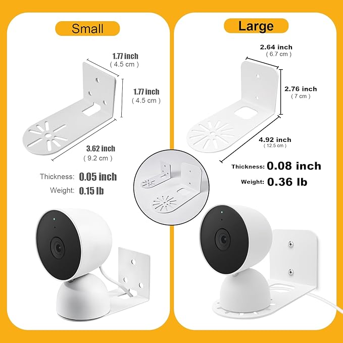 3 Pack Adhesive Metal Nest Camera Mount fits for Google Indoor Nest Security Cam 2nd Generation Wired, Adjustable Wall Mount Camera Bracket Holder for Optimal Viewing Angles, White