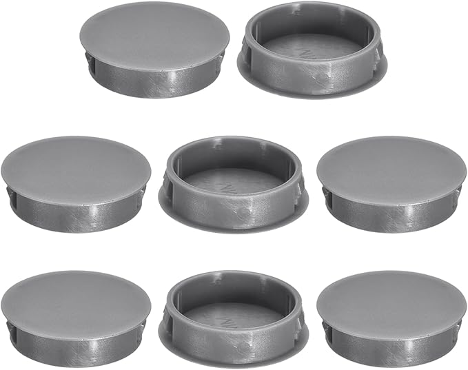 uxcell 8Pcs 38mm(1-1/2") Nylon Hole Plugs, Flush Type Panel Round Snap in Fastener Knockout Locking Plugs for Furniture Insert End Caps Panels, Gray