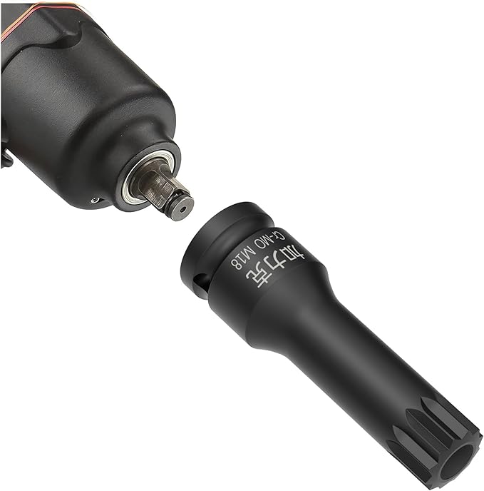 1/2-Inch Drive x M18(18mm) Impact XZN Triple Square Spline Bit Socket, Security Tamper Proof Metric Lengthen Screwdriver Socket Adapter, 3-Inch Length, One-Piece Construction, CR-MO, Black