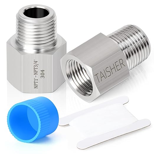 TAISHER 2PCS Forging of 304 Stainless Steel Pipe Fitting, Reducer Adapter, 3/4-Inch Male Pipe x 1-Inch Female Pipe