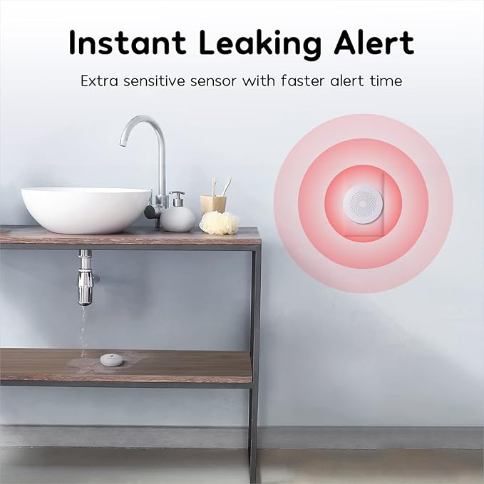 Winees WiFi Water Leak Detector, 3 Pack Water Sensors with 100dB Adjustable Alarm, Leak Alert Email&SMS Notification, 200M Transmission for Basement, Bathroom, Laundry, IFTTT, S1 Plus, 2.4G WiFi Only