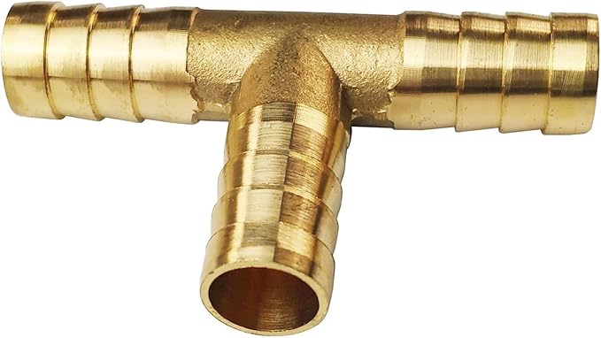 2PCs 3/8" Brass Hose Barb Fitting Tee 3 way Barbed Splicer Mender Union Fitting with 6PCs Hose Clamp for Oil Water Air