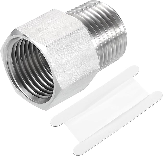 uxcell Pipe Fitting Reducing Adapter, 1/2" NPT Male x G1/2" Female 304 Stainless Steel Reducer Connectors for Water Oil Air Pressure Gauge, Silver