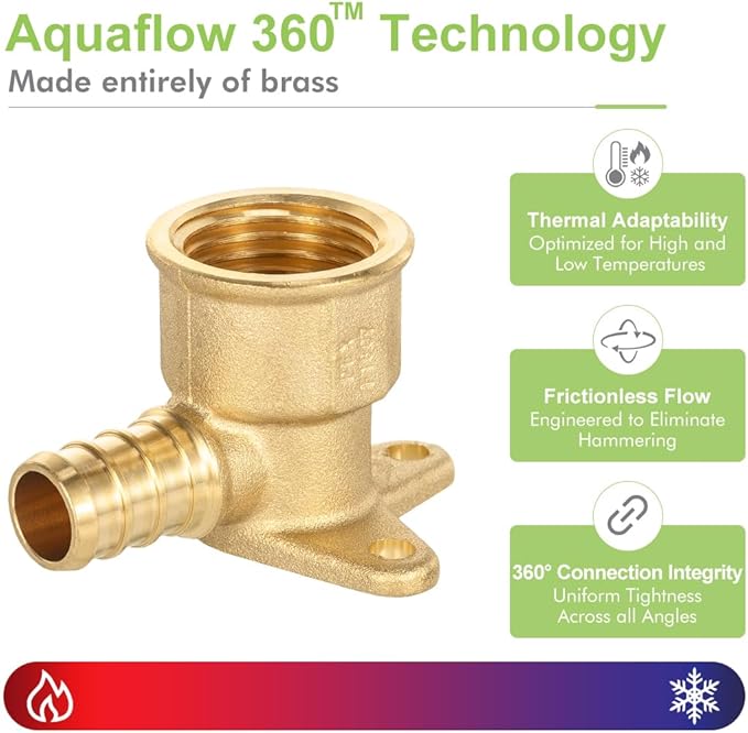 7 Pack Drop Ear Elbow Pex Fittings,1/2" PEX x 1/2" NPT Female Threaded Brass Barb Fittings, Full Port for PEX pipes, NSF/ANSI 61 NSF 372 Certificate, ASTM F1807 Certified