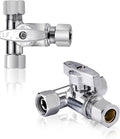 Lead-Free Brass 1Pcs Chrome-Plated Add-A-Tee 3-Way,3/8 Inch x 3/8 Inch x 3/8 Inch Angle Stop Valve For Reverse Osmosis Water Filters,Ice Maker,Refrigerator