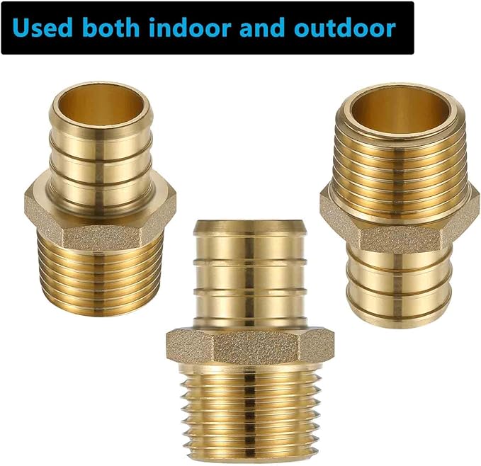 (10 Pack) Lidertik 3/4 PEX to 1/2 NPT Male Fittings Adapter, 3/4" PEX F1807 to 1/2" NPT Male Threaded Adapter Brass