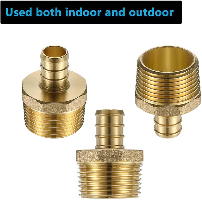 (10 Pack) Lidertik 3/4 NPT to 1/2 PEX Fittings Adapter, 1/2" PEX F1807 to 3/4" NPT Male Threaded Adapter Brass
