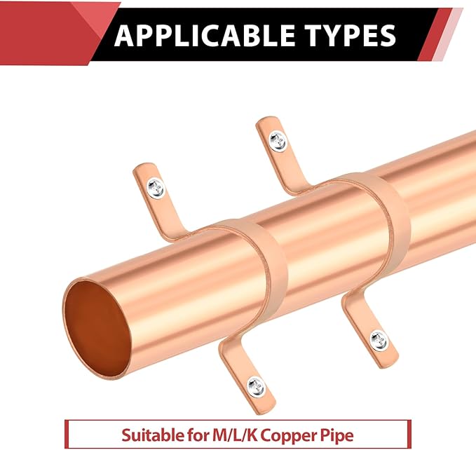 5-Pack EFIELD 1-1/4-Inch Copper Pipe Straps, Two-Hole Clamp Mount, Copper Made,(COPPER127)