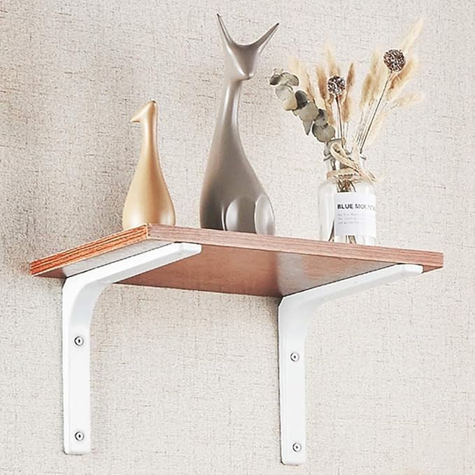 SAYAYO L Shape Wall Bracket, 4 x 4 Inch Iron Shelf Bracket DIY Floating Shelf Support, 2 PCS Bright White