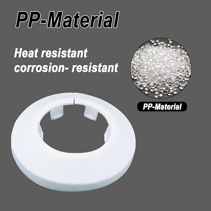 32mm Pipe Cover Decoration; Fit 1.26" Outer Diameter Pipe/Hole; White PP Plastic Escutcheon Collar; Snap-on Water Escutcheon Plate for Bathroom Kitchen Wall Tube Decor 1Pc
