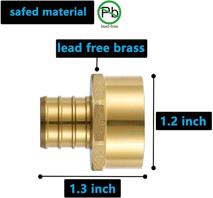 (10 Pack) Lidertik 3/4 PEX Fittings Female Adapter, 3/4" PEX F1807 to 3/4" NPT Female Threaded Adapter Brass