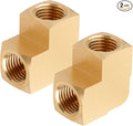 2pcs 1/4” Brass Fittings 90 Degree Barstock Street Elbow 1/4" NPT Female Pipe to 1/4" NPT Female Pipe 1/4 NPT Female Fittings Elbow Forged Brass Pipe Fittings