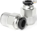 TAILONZ PNEUMATIC Male Straight 1/4 Inch Tube OD x 1/16 Inch NPT Thread Push to Connect Fittings PC-1/4-1/16 (Pack of 2)