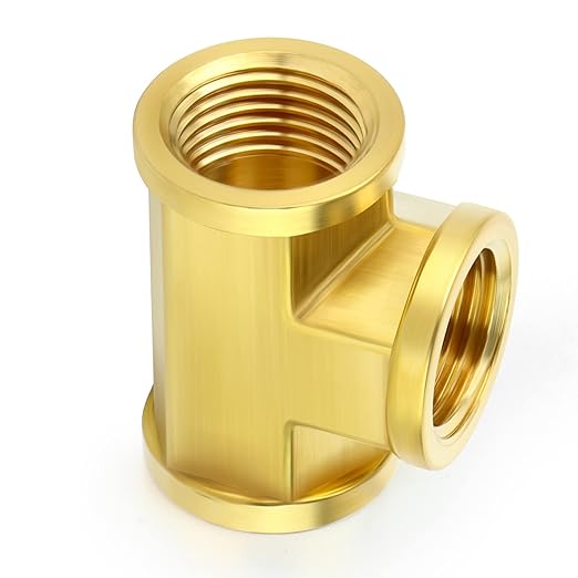 TAISHER 2Pcs Brass Tee Fitting, 3/8" x 3/8" x 3/8" NPT Female Pipe Fittings