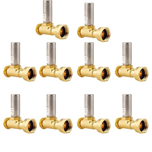Straight Water Hammer Arrestor for Washing Machine, 3/4 Inch Swivel FHT X 3/4 Inch MHT Stainless Steel Chamber and Washers, Absorb Shock and Reduce Noise (10pcs)