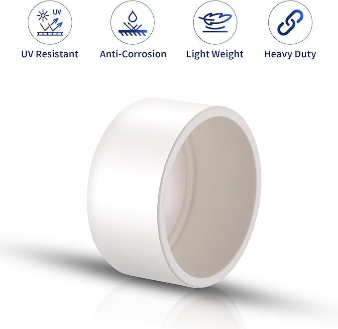 1-1/4" PVC Pipe End Cap (Fits 1.66" OD), 10 Pack Heavy Duty Slip-On Cap Fitting for Schedule 40 Pipe