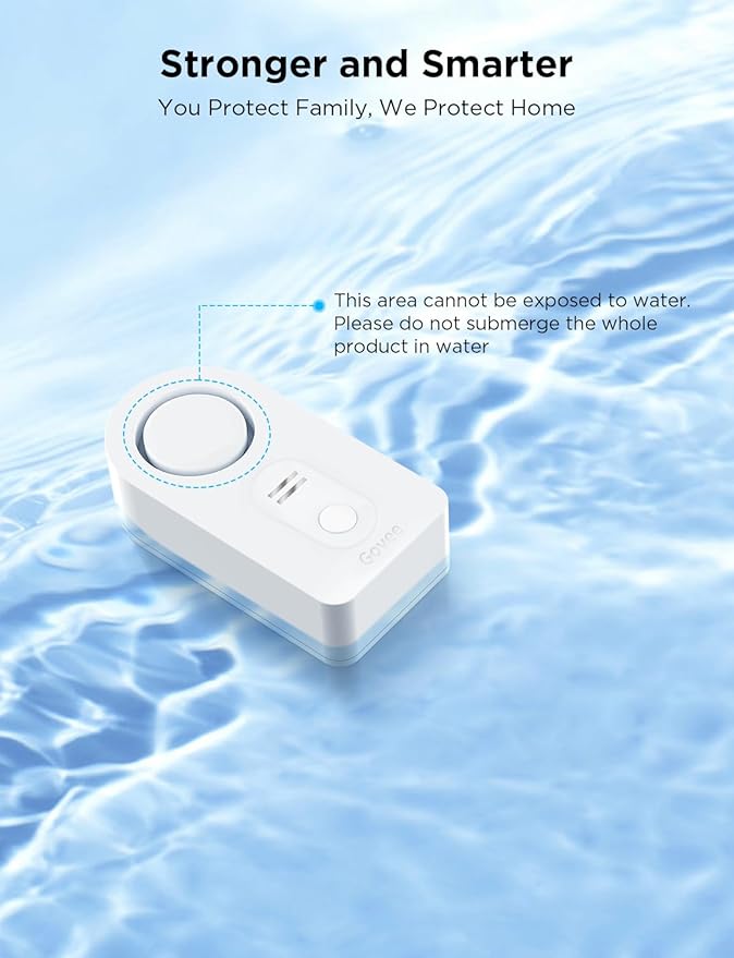 Govee WiFi Water Sensor 1 Pack, Smart Water Leak Detector, 100dB Adjustable Alarm Suit for Home and Basement, Water Leak Alert with Email & APP Push (Only Support 2.4G Wi-Fi)