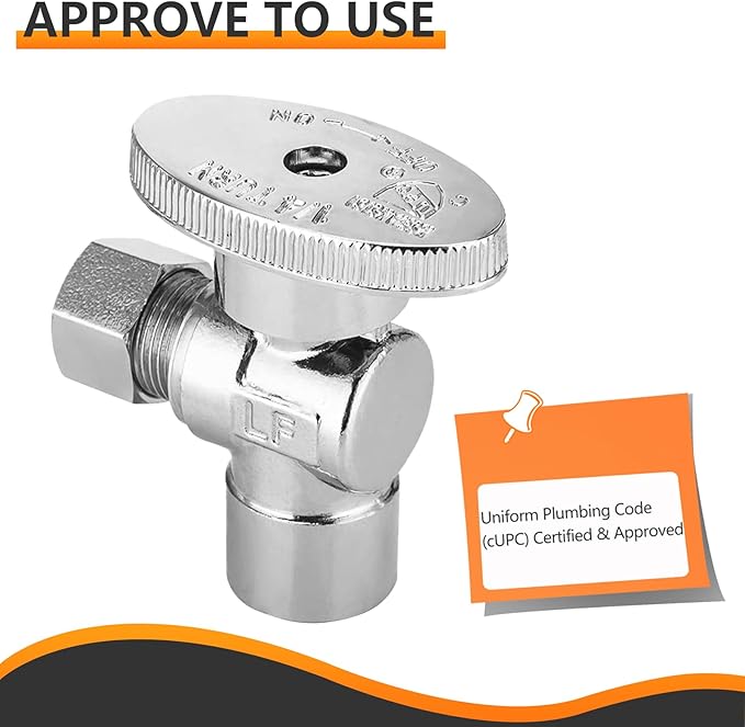 5-PCs HeSun Angle Stop Valve, 1/2" Sweat x 3/8" OD Compression Angle Stop, 1/4 Turn Shut Off Valve for Bathroom(VALVE084-5)