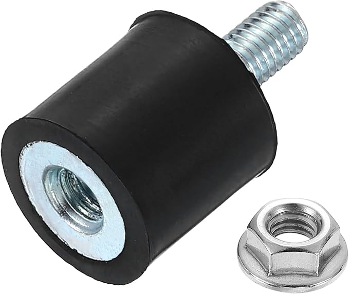 uxcell M5 Rubber Mounts, 1Pcs 15x15mm(DxH) Rubber Cylindrical Anti Vibration Isolator Shock Absorber with Lock Nuts for Car Bobbin Generator Air Compressors