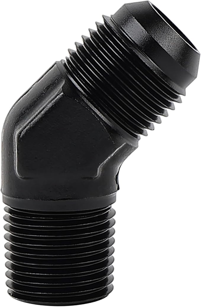 EVIL ENERGY 10AN Male Flare to 1/2" NPT Pipe 45 Degree Fitting Adapter Aluminum Black
