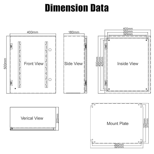 LeMotech Electrical Box 20 x 16 x 8 inch Steel Enclosure, IP66 Waterproof Dustproof Junction Box Wall-Mounted for Outdoor/Indoor Lockable with Equipment Mounting Plate
