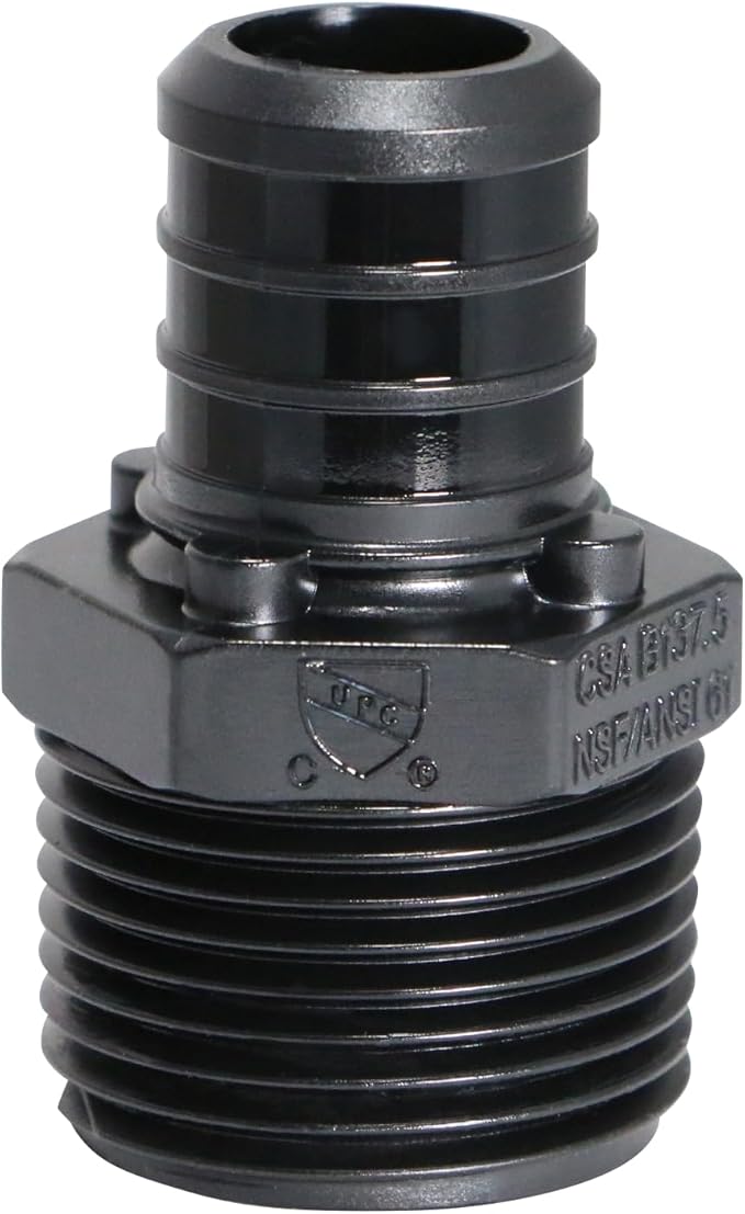 10 Pieces XFITTING 3/4" Pex x 3/4" Male NPT Adapter, Poly Alloy Male, Plastic Male - Crimp Pex B, Black, 10 Packs