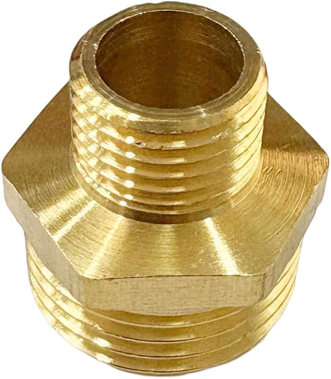 1/2" x 1/4" Male Threaded Hex Nipple Reducer Brass NPT Pipe Fitting Adapter Straight Connectors Pack of 2