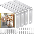Furniture Anchors (4 Packs) Anti Tip Furniture Anchors for Baby Pet Proofing,Furniture Wall Anchor Furniture Dresser Bookshelf Falling Prevention Device for Children (Silver)
