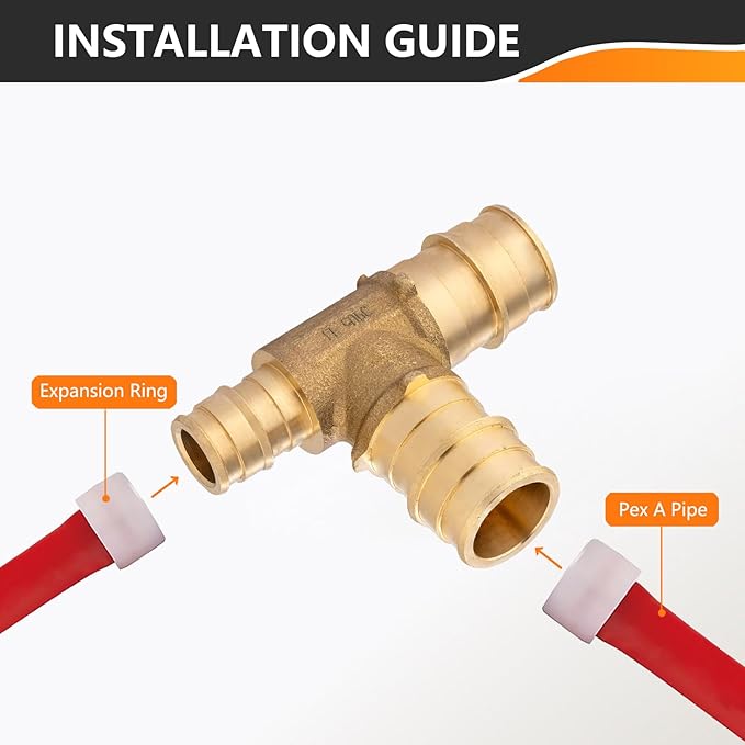 20-Pack HeSun PEX-A Fitting, 3/4"x1/2"x3/4" Expansion Tee, PEX Expansion Fitting Tee, ASTM F1960(PEX1960046-20)