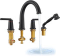 Roman Tub Faucet Set with Hand Shower, KRUZOO Bathtub Faucet Set Trim Kit with Rough-in Valve, Deck Mount Widespread 4 Hole Brass Tub Filler, KZ-9608BK, Matte Black