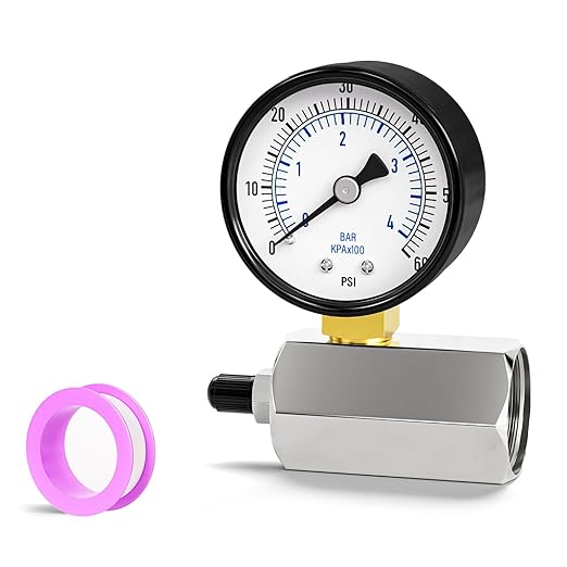 0-60PSI Gas Test Pressure Gauge, 2" Dial Size, 3/4" FNPT Connection, -3-2-3% Accuracy, Brass Valve, Chrome Plated Steel Body Assembly, for as Well as Gas line, air Circuit, Pressure Test