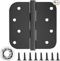 Hinge, 4pack Heavy Duty Matte Black Door Hinges, 4 Inch Ball Bearing Interior Door Hinges with 5/8'' Round Radius Corner - Stainless Steel