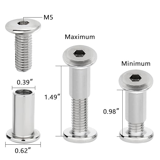 50Pcs M8x20mm Silver Furniture Bolts Barrel Nut & Bolt Assortment - Perfect for DIY Enthusiasts Great for Building Shelves, Tables and Outdoor Furniture with Ease