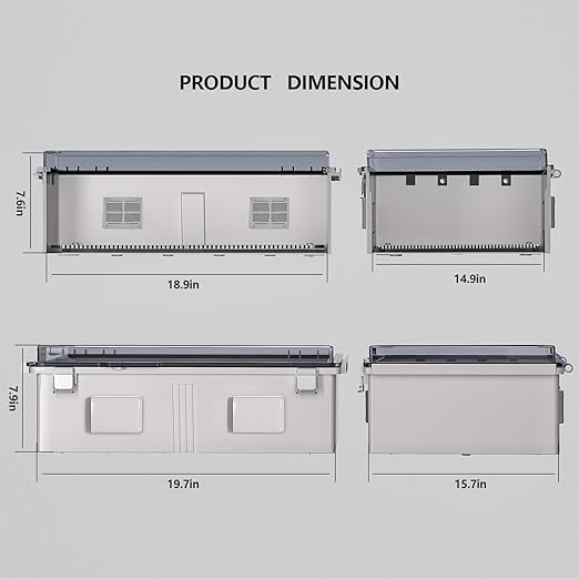 ABS Electrical Junction Box, Ventilated Design, Cable Grommets, IP65 Waterproof Enclosure, Indoor/Outdoor Use with Mounting Panel (Clear Cover, 19.7"x15.7"x7.9")