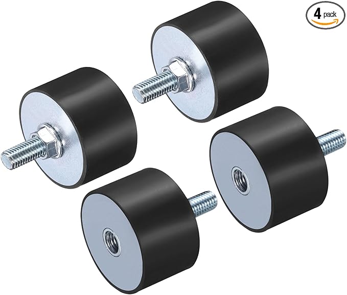 uxcell 4pcs M10x28mm Rubber Isolator Mounts with Studs 50x30mm Male Female Vibration Shock Absorber Zinc Plated Cylindrical Thread Mounts Anti Vibration Isolators with 4pcs M10 Lock Nuts