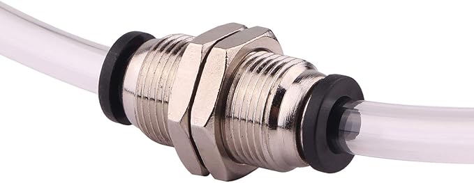 Bulkhead Union Push to Connect Tube Fitting 3/8 In Tube OD Stainless Steel Double Threaded (5 Packs)