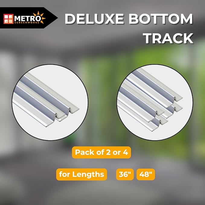 Sliding Screen Door Tracking - Silver Deluxe Bottom Track - Easy Assembly Hardware for DIY - Heavy Duty Silver Aluminum Track - 1” Wide 3/8” Tall - 36 in, 2 Piece