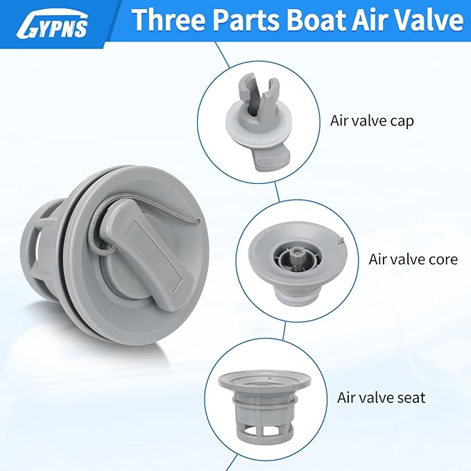Inflatable Boat Air Valve Cap Plugs Kit, Inflatable Kayak Paddle Board Replacement Parts, for Inflatable Boat, Raft Dinghy, Canoe and Kayak Accessories Air Inflatable Plugs PVC Upgrade (Pack of 2)