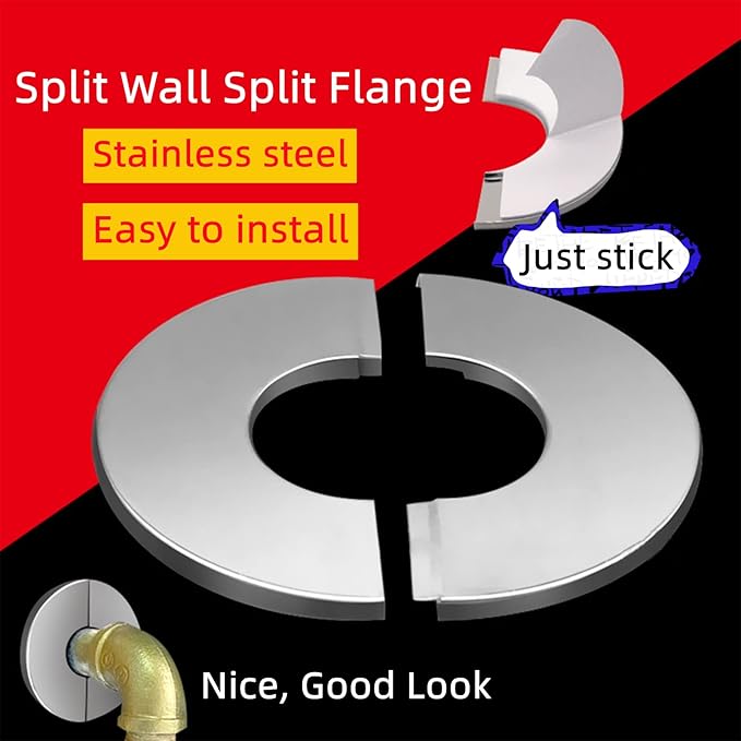 Wall Split Flange, Stainless Steel Round Escutcheon Plate for 3.97"/101mm Diameter Pipe, Pack of 2