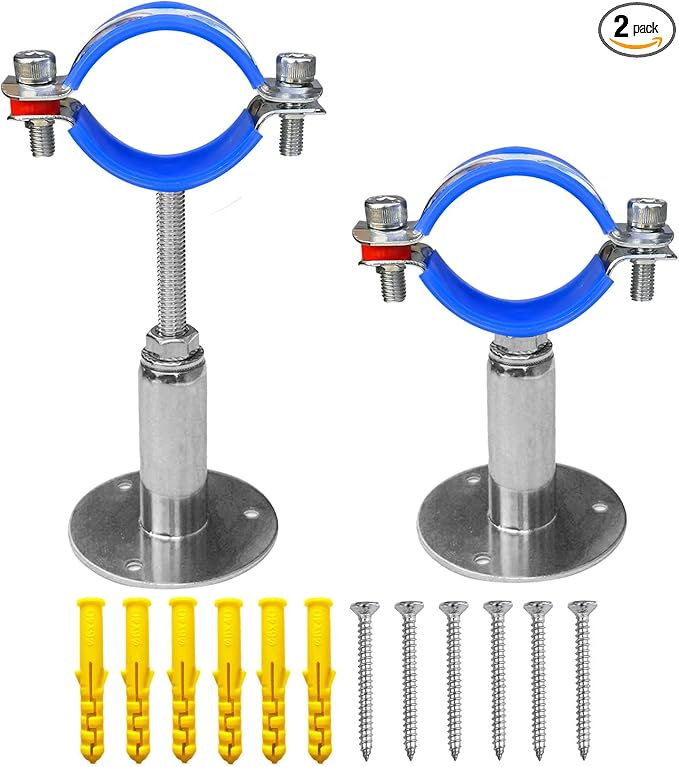 Wall Mount Ceiling Mount Pipe Supports,Adjustable Pipe Clamps Stainless Steel 304,2PCS Suitable for Pipe OD 51-57mm Adjustable Height 50-100mm