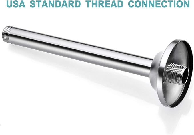 BESTILL 8 Inch Ceiling Mount Rain Shower Head Arm and Flange, Brushed Nickel