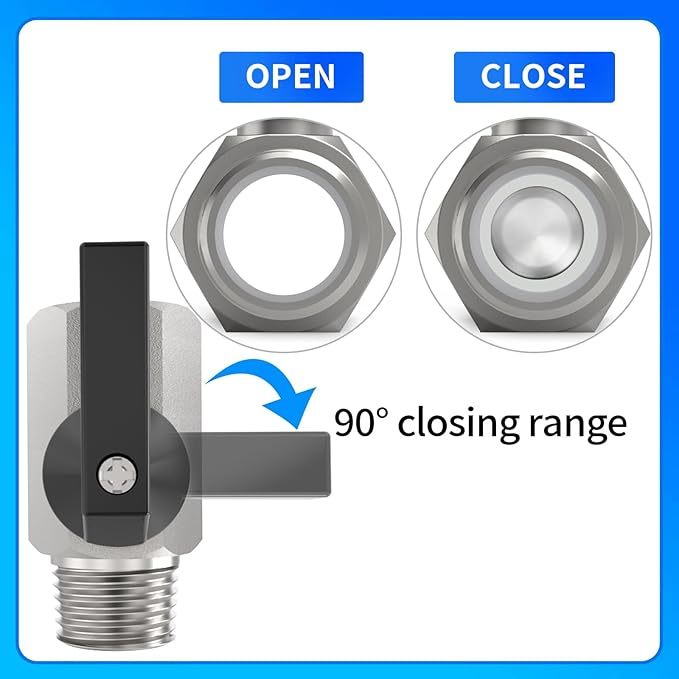 ChillWaves Brass Mini Ball Valve, Shut Off Switch Ball Valve 1/2" NPT Male x 1/2" NPT Female Thread Pipe Fitting(4-PACK)
