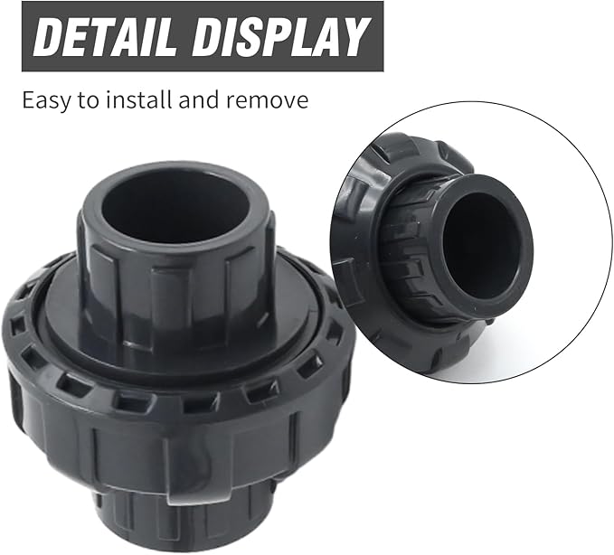 Anxingo 4Pcs 1 inch Union Coupling Pipe Fittings with O-ring, Schedule 80, Slip Union Coupling Adapter for Swimming Pools Outdoor Application