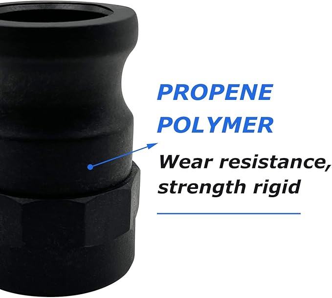 2PCS Camlock Fittings Poly NPT A-300 3" Type A Standard Couplings Cam lock Fittings Polypropylene Cam Groove Fitting Male Camlock with Female Threads (3 inch, Type A)