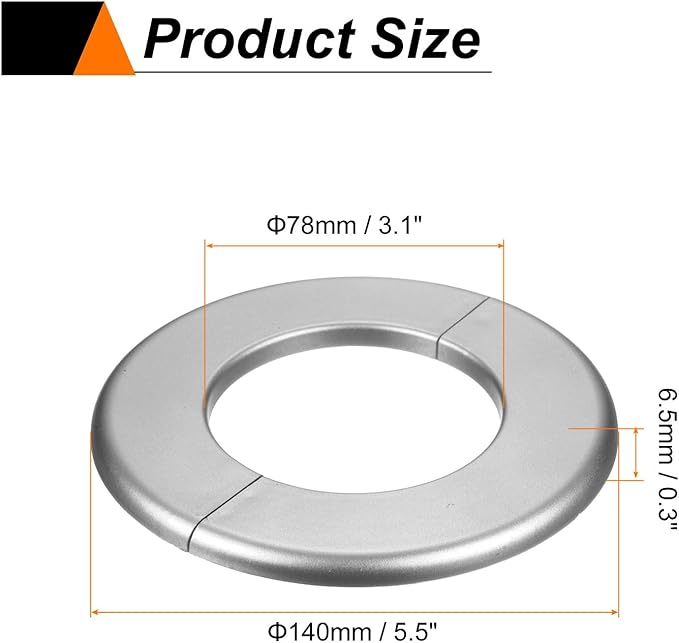 HARFINGTON 8pcs Wall Split Flange 78mm/3.1" Self-Adhesive Plumbing Cover Plates ABS Plastic Round Escutcheon Plate Buckle Design for Water Pipe Bathroom Kitchen Decoration, Gray