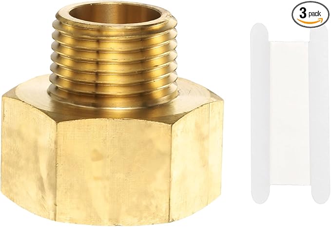 PATIKIL Brass Pipe Fitting, 3Pcs 1/2" NPT Male to 3/4" NPT Female Pipe Reducer Adapter Extension Connectors Brass Fittings for Water Gas Refrigeration