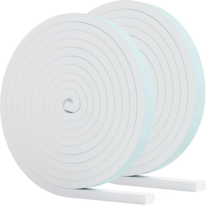33 Feet Weather Stripping Seal for Doors and Windows Insulation Strip Weatherproof Self Stick Seal 5/16" x 3/8" Soundproof High Density Foam Insulation Tape Adhesive
