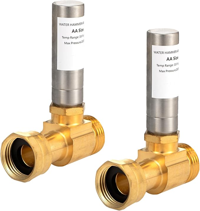 [2 Pieces] Lingmfg Water Hammer Arrestor For Washing Machine, 3/4 Inch Female Thread Swivel Nut x 3/4 Inch Male Thread Brass