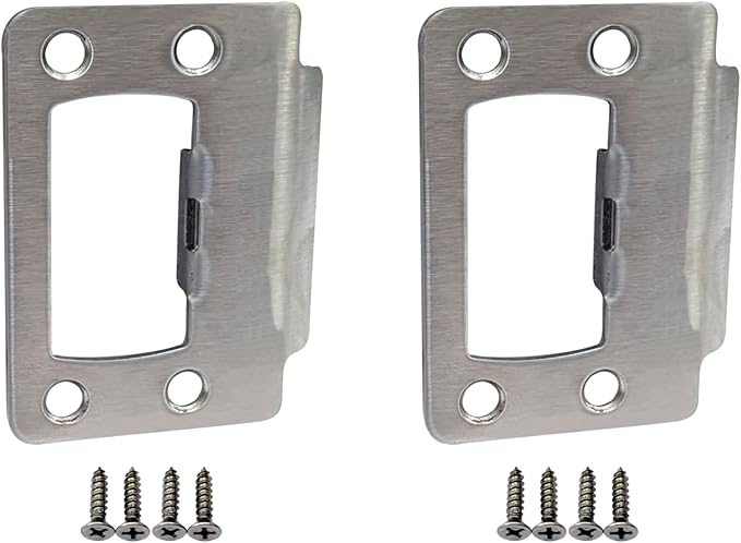 QCAA Solid Brass Universal Type Restorer Lock Strike Plate, 2-1/4" x 1-3/4", Satin Nickel, 2 Pack, MIT